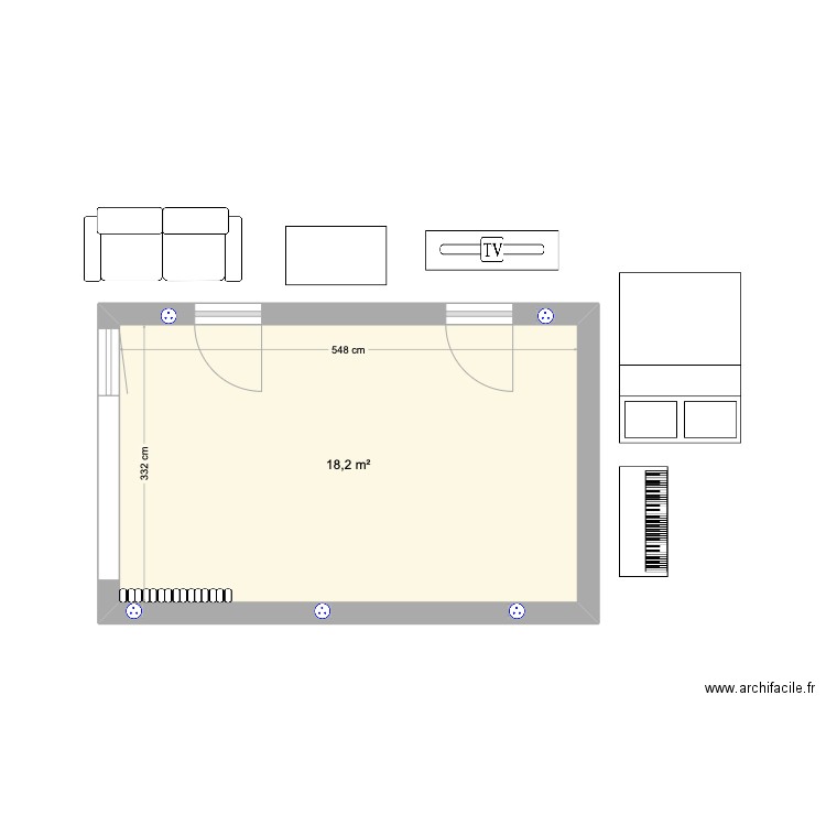 Salon Malakoff Raja. Plan de 1 pièce et 18 m2