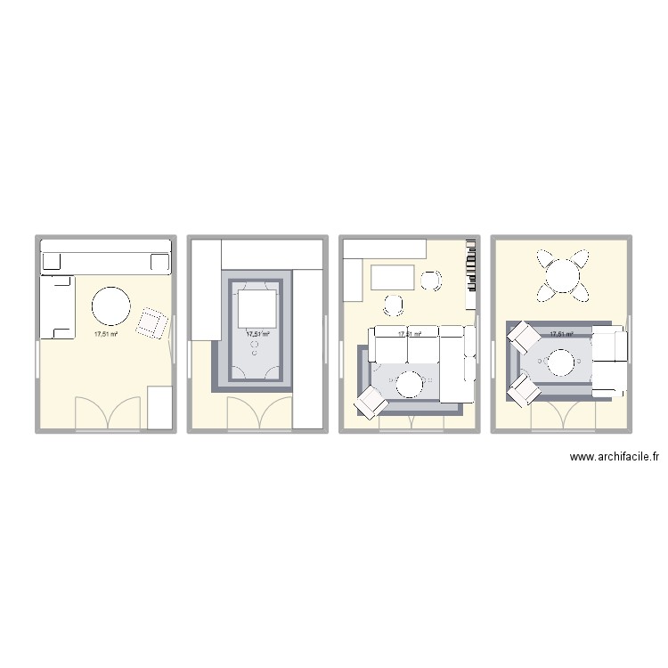 Salon Rocles. Plan de 4 pièces et 70 m2