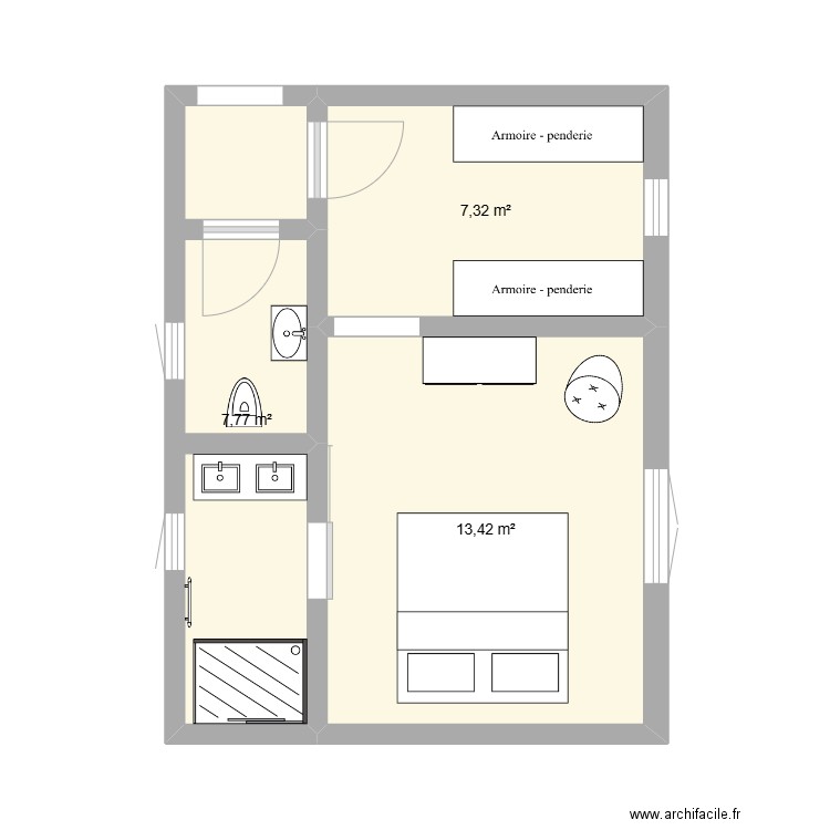 extension3. Plan de 3 pièces et 29 m2