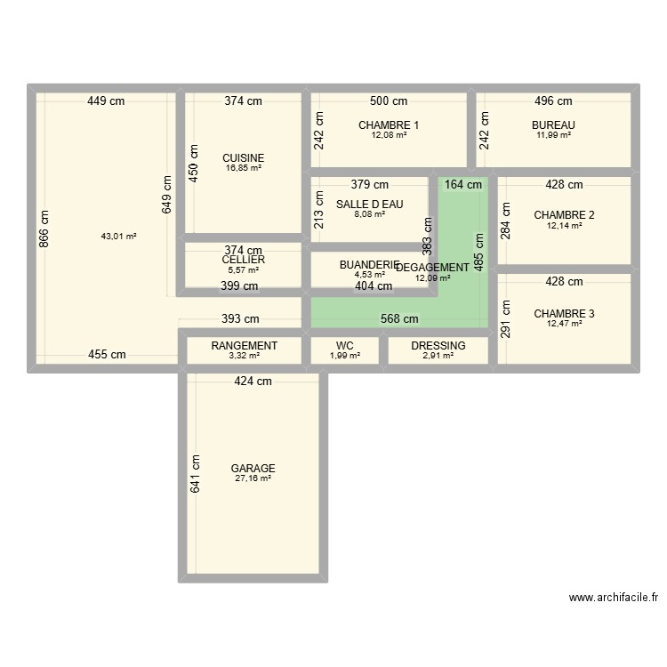 MAISON 09/02/2025 v2. Plan de 14 pièces et 174 m2