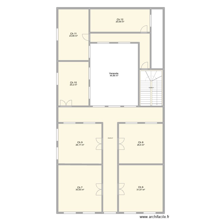 Résidence étudiante R2. Plan de 12 pièces et 302 m2