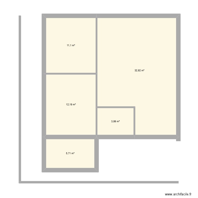 atelier 01. Plan de 5 pièces et 66 m2