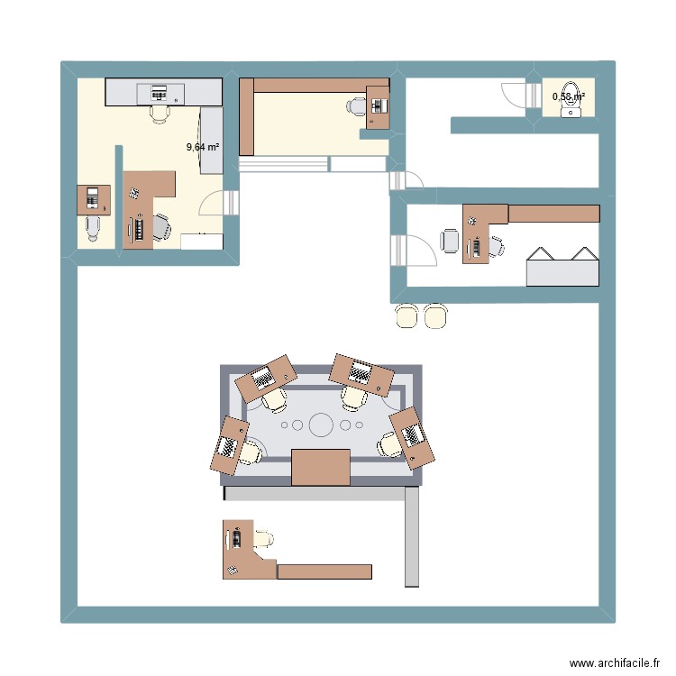 krys camcam. Plan de 2 pièces et 10 m2