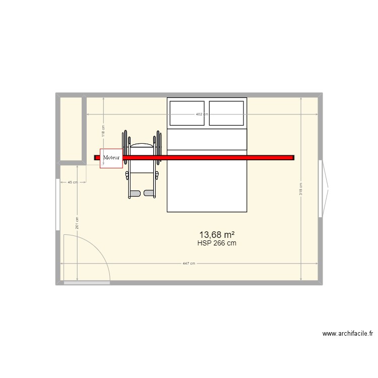 DUCLOS 65. Plan de 2 pièces et 14 m2