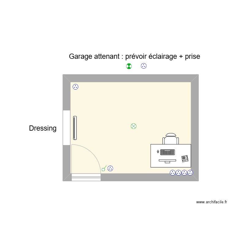 Dressing. Plan de 1 pièce et 13 m2