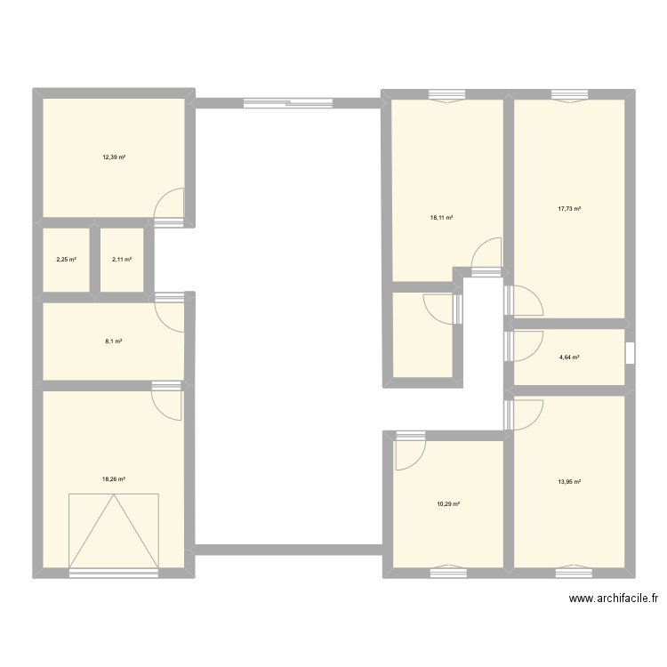 ali. Plan de 10 pièces et 108 m2