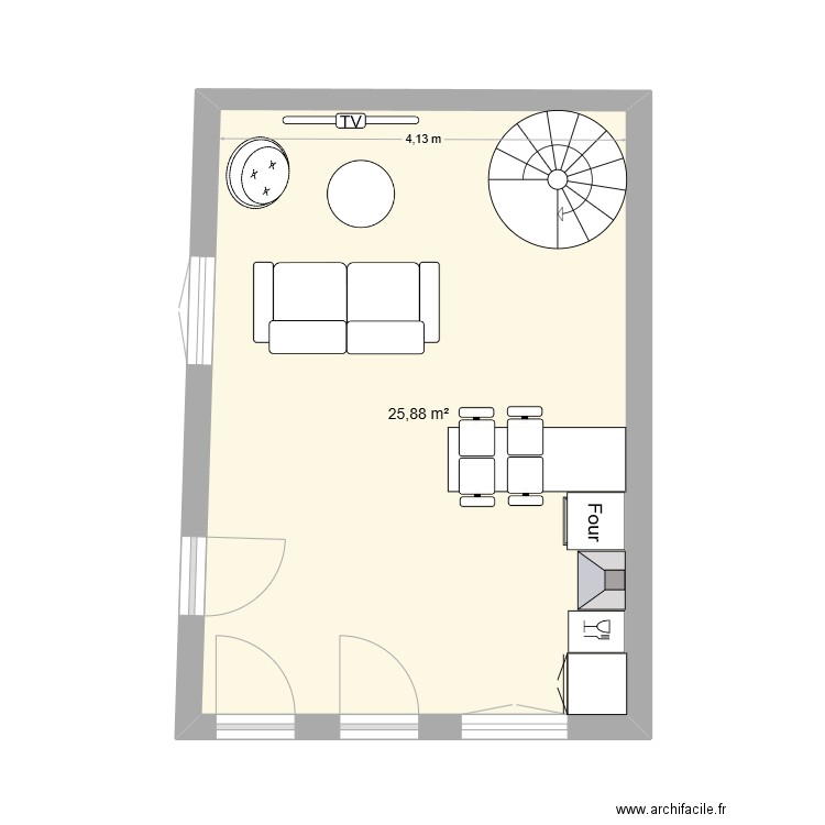 SALLY. Plan de 1 pièce et 26 m2