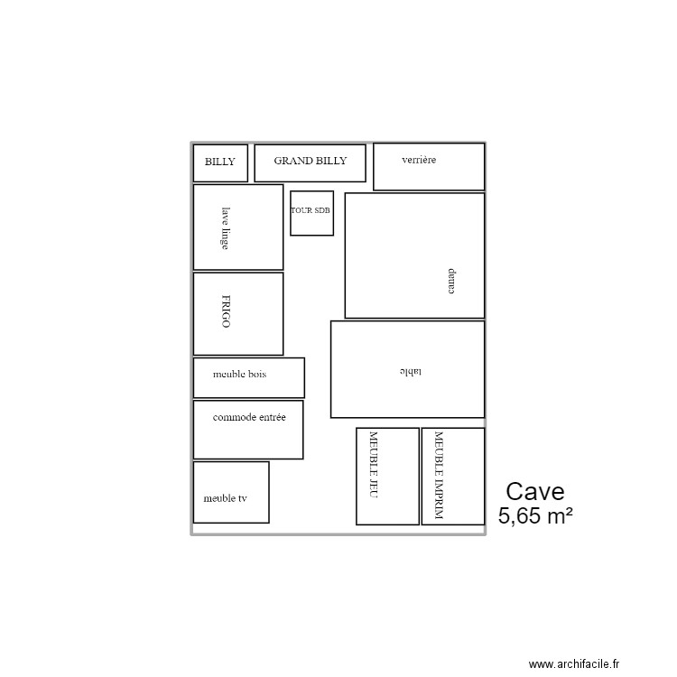 box2. Plan de 1 pièce et 6 m2