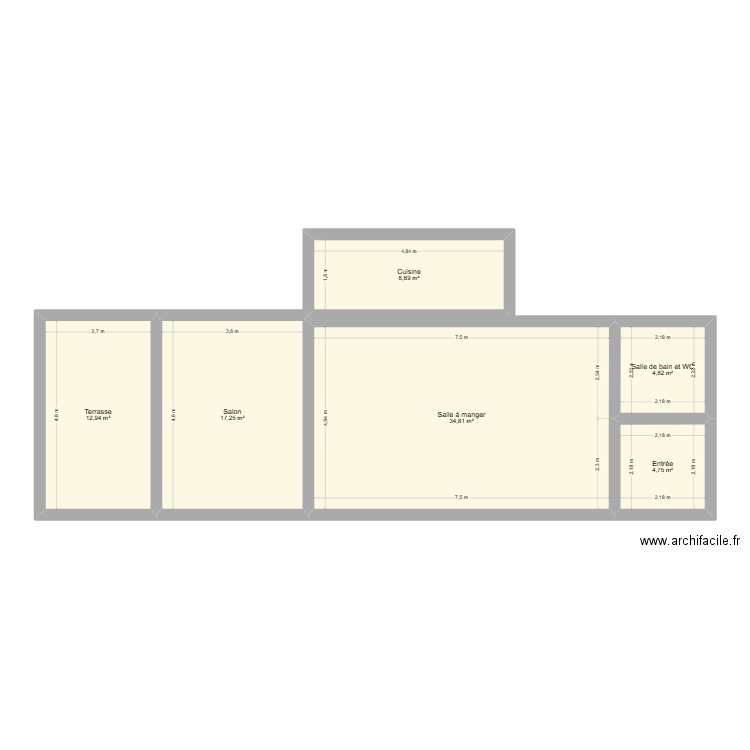 villac. Plan de 6 pièces et 83 m2