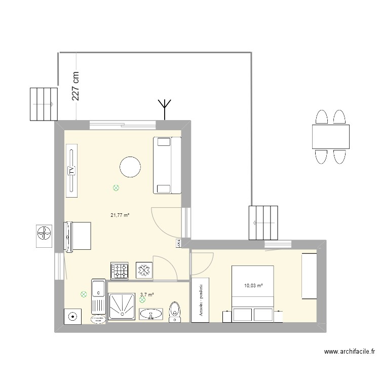 maison15. Plan de 3 pièces et 36 m2