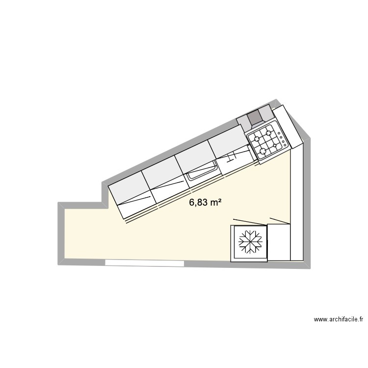 Cuisine saint maur projet 1. Plan de 1 pièce et 7 m2