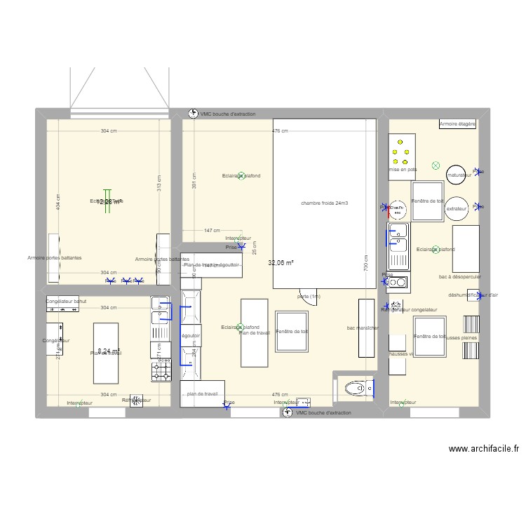 Locaux ferme gourmande 2. Plan de 5 pièces et 69 m2