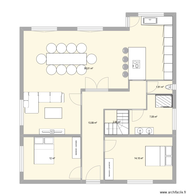 geud. Plan de 7 pièces et 108 m2