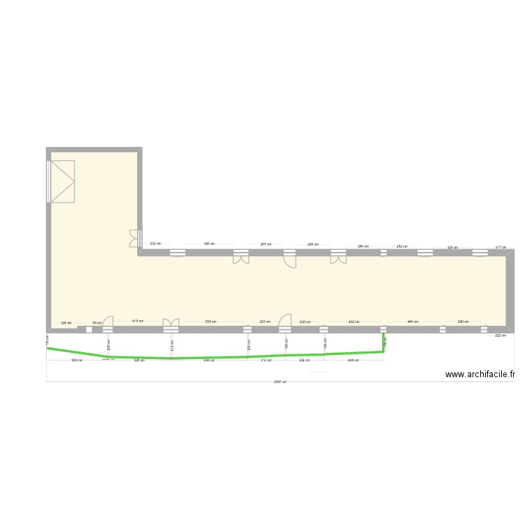 CLOS BERNON adduction eau potable aile droite. Plan de 1 pièce et 288 m2