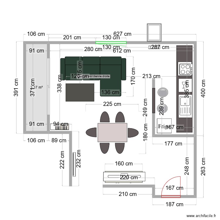 Salon_nouvel_appartement. Plan de 1 pièce et 3 m2