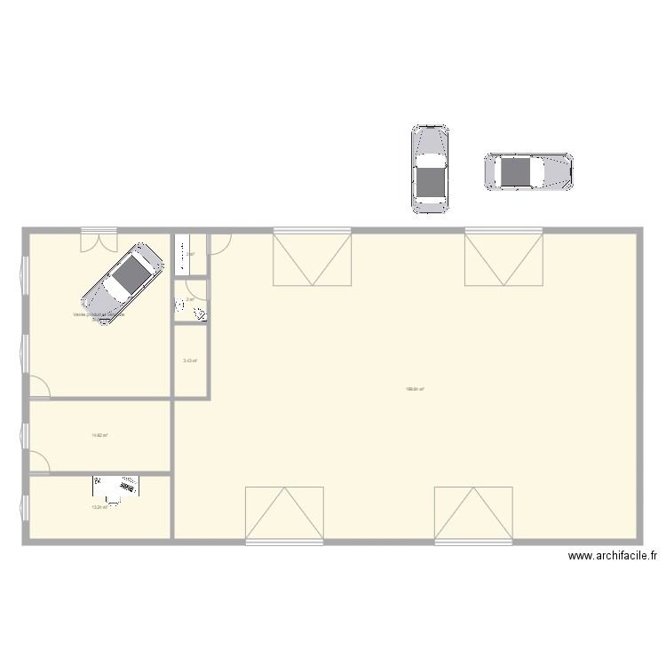 garage méca. Plan de 7 pièces et 270 m2