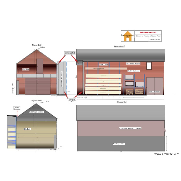 Bat A   Projet. Plan de 1 pièce et 65 m2