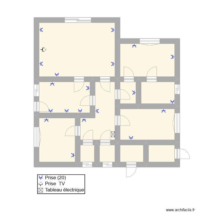 M_prise. Plan de 12 pièces et 37 m2