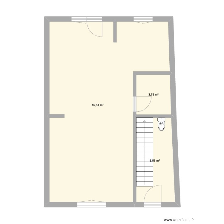 Rez Romedenne. Plan de 3 pièces et 58 m2