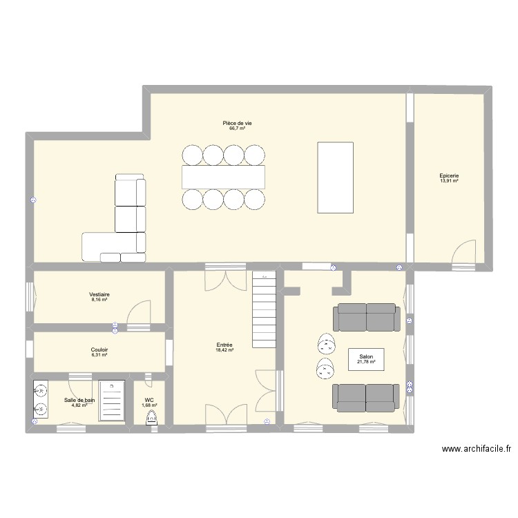 RDC SS BUREAU. Plan de 8 pièces et 142 m2