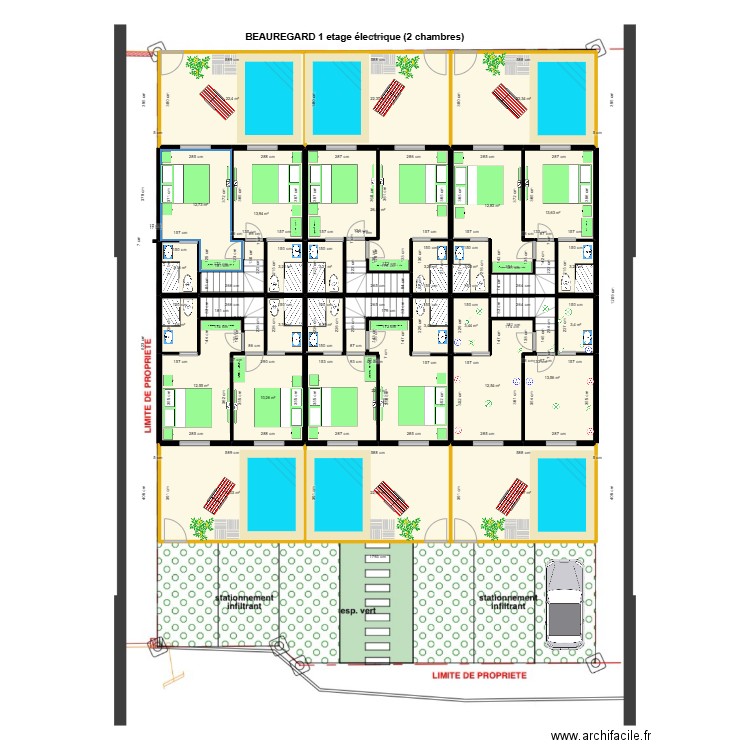 Beauregard plan intérieur étage electrique. Plan de 30 pièces et 334 m2