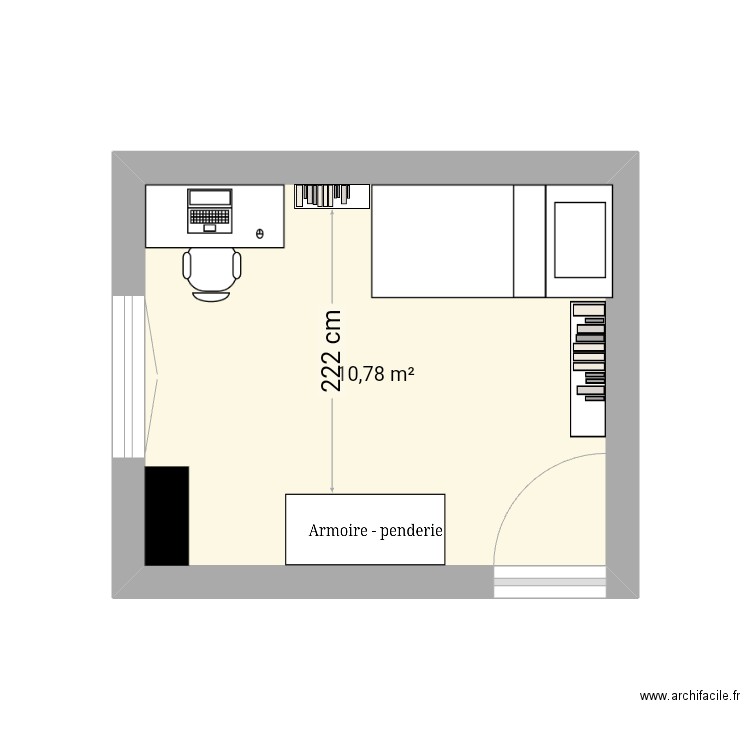 Chambre zelie. Plan de 1 pièce et 11 m2