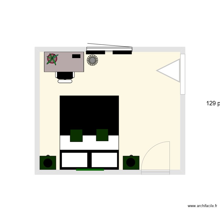 chambre 2. Plan de 1 pièce et 12 m2