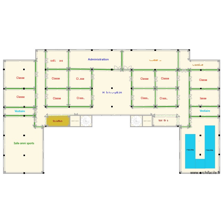 REZ DE CHAUSSEE LAKHYAYTA. Plan de 20 pièces et 1936 m2