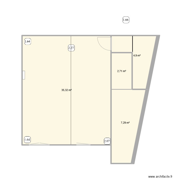 étage. Plan de 4 pièces et 50 m2