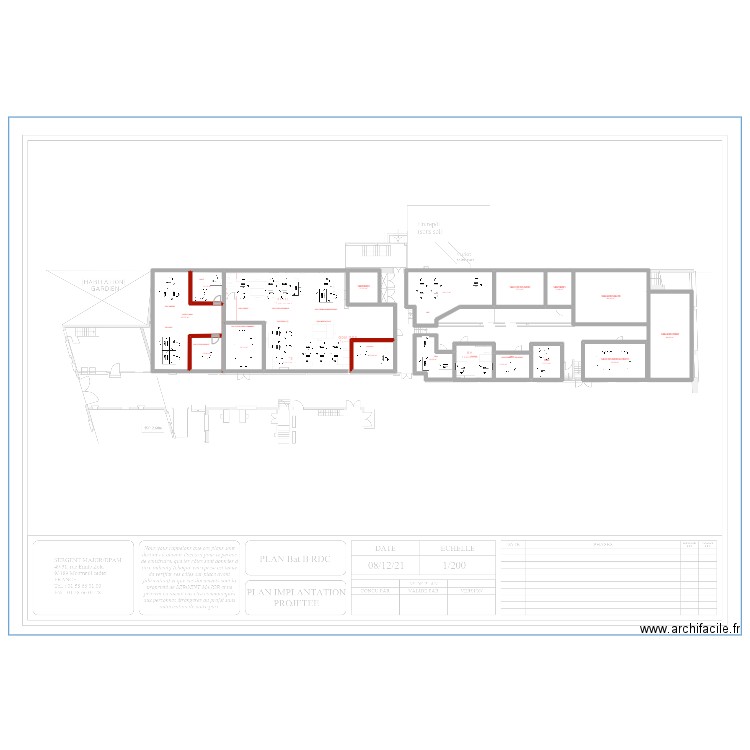 Bat B - R0. Plan de 15 pièces et 383 m2