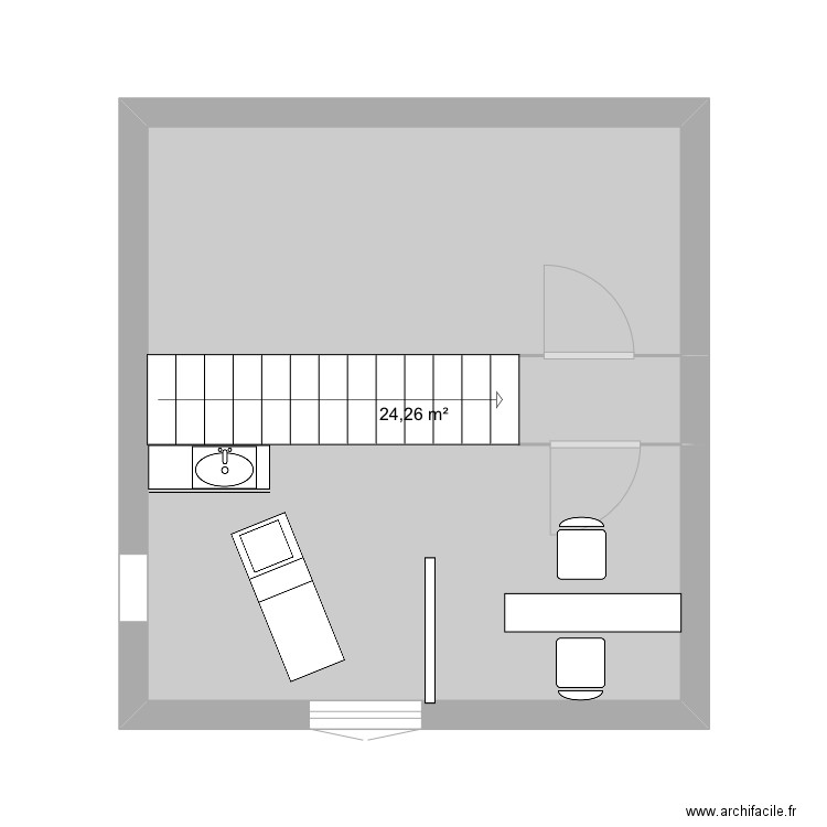 Étage . Plan de 1 pièce et 24 m2