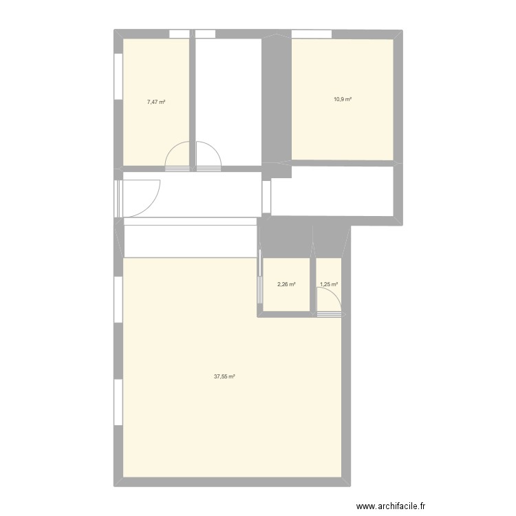 projet cab kine. Plan de 5 pièces et 59 m2