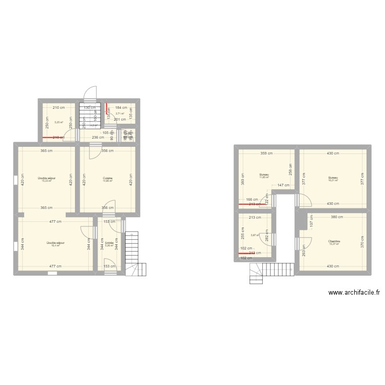 Maison Bartenheim. Plan de 13 pièces et 115 m2