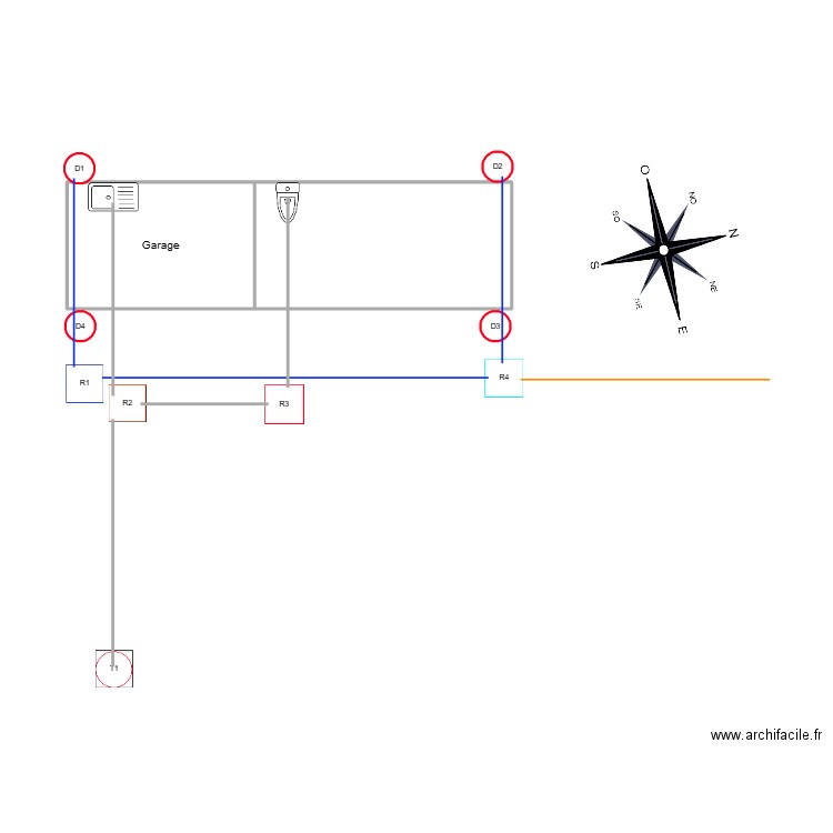 Masseret. Plan de 2 pièces et 14 m2