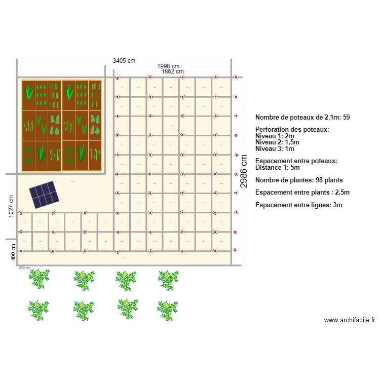 Passiflores. Plan de 72 pièces et 977 m2