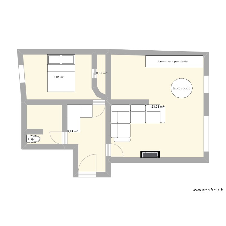 appart neuilly. Plan de 4 pièces et 42 m2