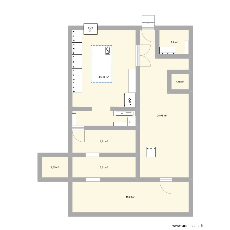 maison Perrin. Plan de 8 pièces et 83 m2