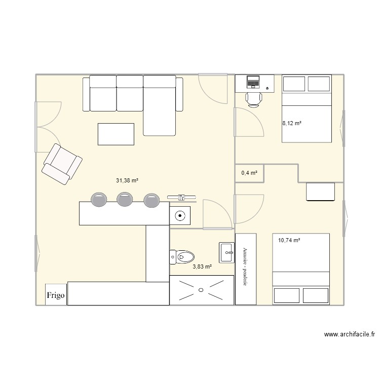 SAINT NESTOR V1. Plan de 5 pièces et 54 m2