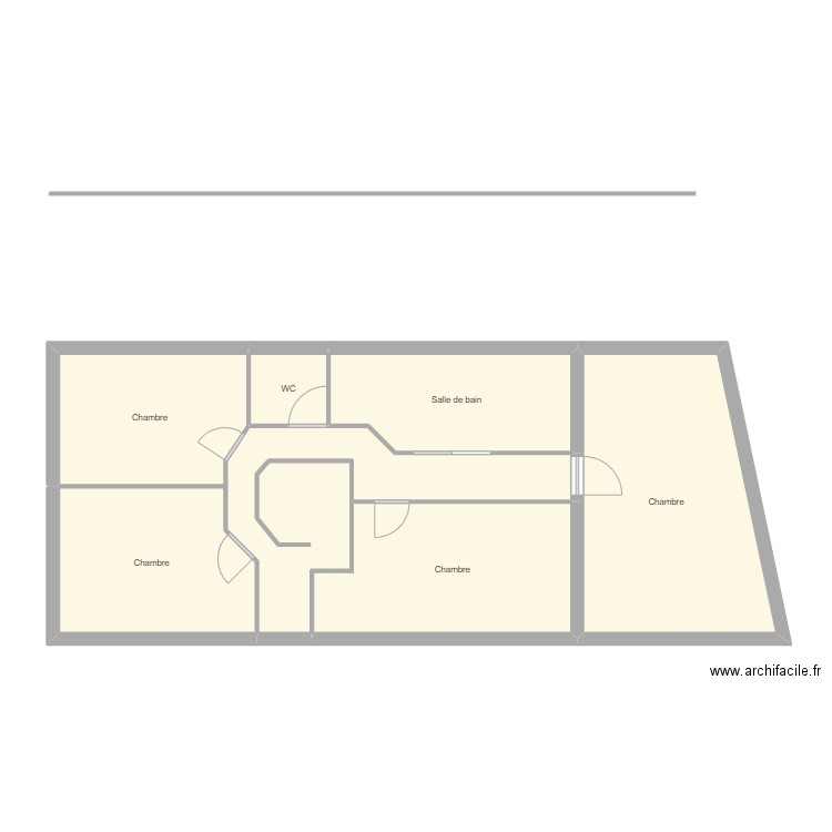 etage. Plan de 6 pièces et 80 m2