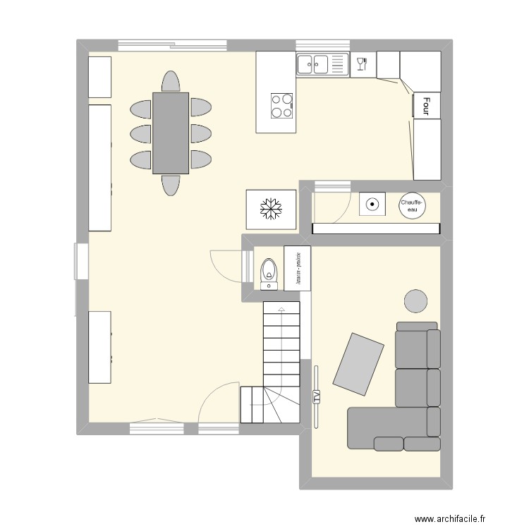 Rez. Plan de 3 pièces et 63 m2