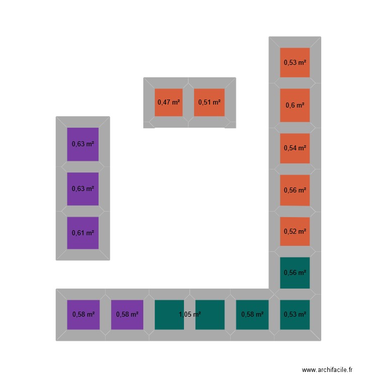 réa. Plan de 16 pièces et 9 m2