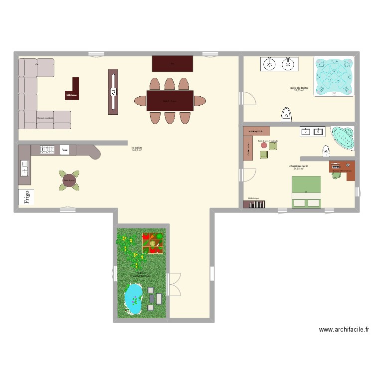 mon maison. Plan de 4 pièces et 228 m2