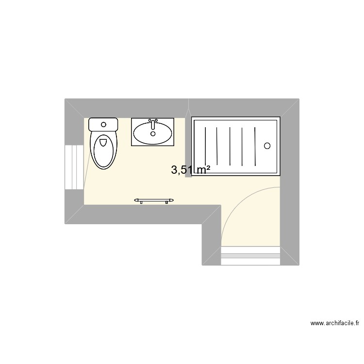 SDB. Plan de 1 pièce et 4 m2