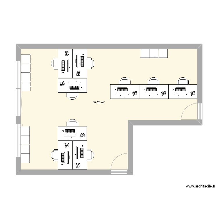 Bureau DSI 3. Plan de 1 pièce et 54 m2