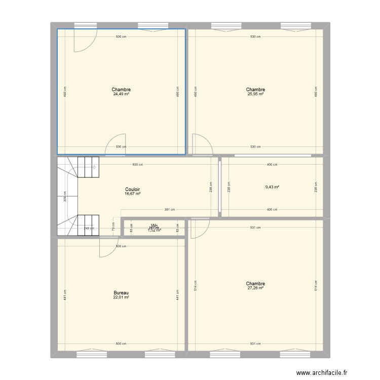 A-Etage1. Plan de 7 pièces et 127 m2