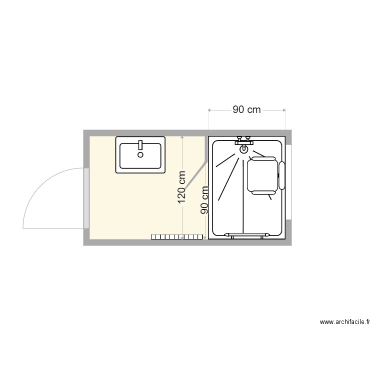 plan après travaux Guivarch. Plan de 1 pièce et 3 m2