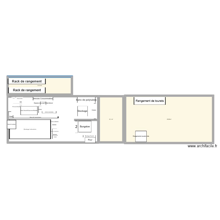 DPF. Plan de 3 pièces et 124 m2