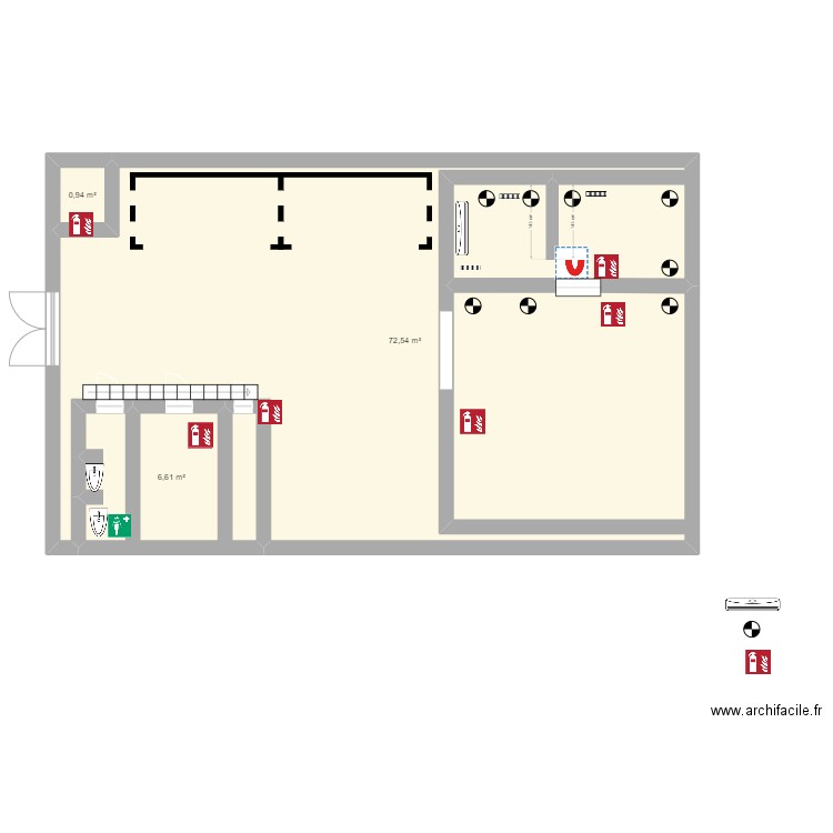 zone. Plan de 3 pièces et 80 m2