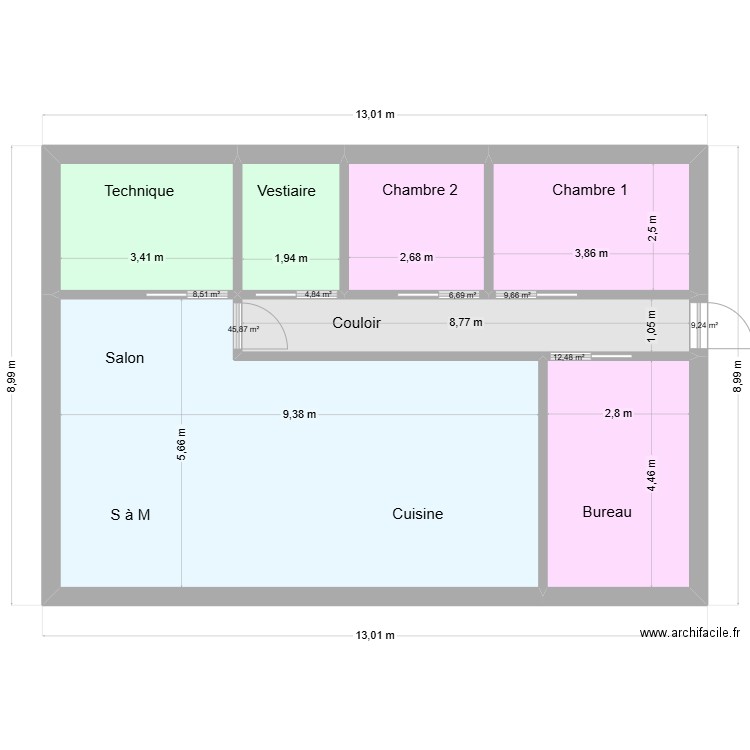 Maison 100m2 02. Plan de 7 pièces et 97 m2