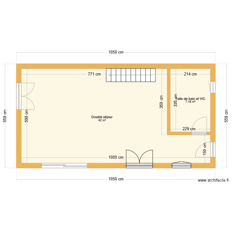 derriere grange. Plan de 6 pièces et 97 m2